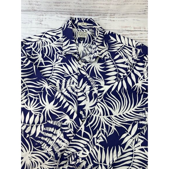 J Crew shirt Mens L Blue Floral Printed Long-Sleeve Slim Stretch Casual Tropical - Picture 8 of 12